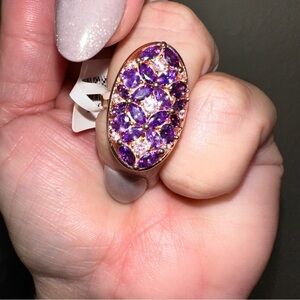 Purple gemstone lab ring 14k over sterling silver size 5